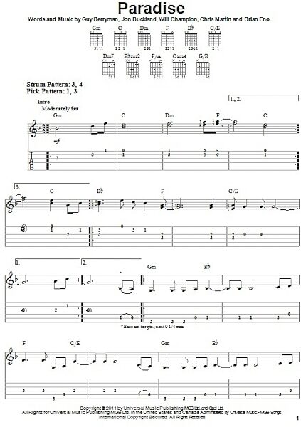 open zoom image for Paradise - Easy Guitar with TAB, New, Main