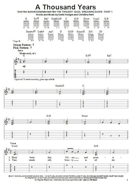 open zoom image for A Thousand Years - Easy Guitar with TAB, New, Main
