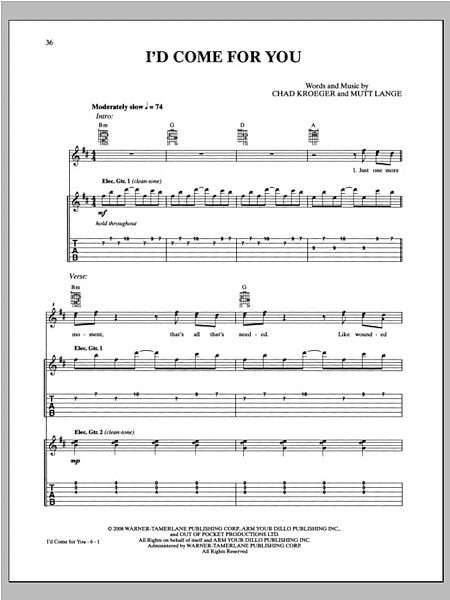 open zoom image for I'd Come For You - Guitar TAB, New, Main