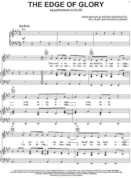open zoom image for The Edge Of Glory - Piano/Vocal/Guitar, New, Main
