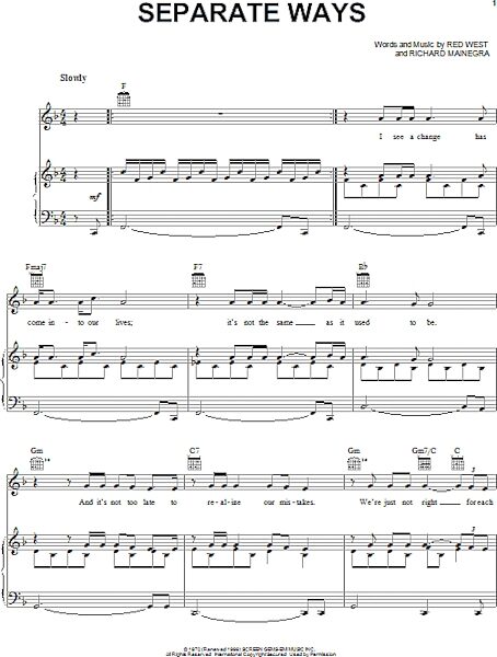 open zoom image for Separate Ways - Piano/Vocal/Guitar, New, Main
