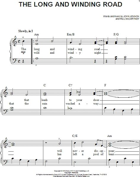 open zoom image for The Long And Winding Road - Easy Piano, New, Main