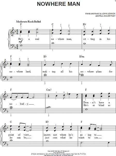 open zoom image for Nowhere Man - Easy Piano, New, Main