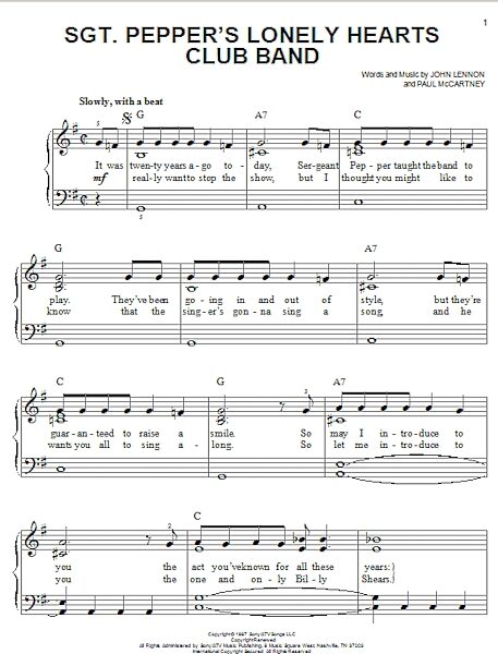 open zoom image for Sgt. Pepper's Lonely Hearts Club Band - Easy Piano, New, Main