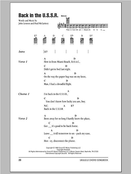 open zoom image for Back In The U.S.S.R. - Ukulele Chords/Lyrics, New, Main