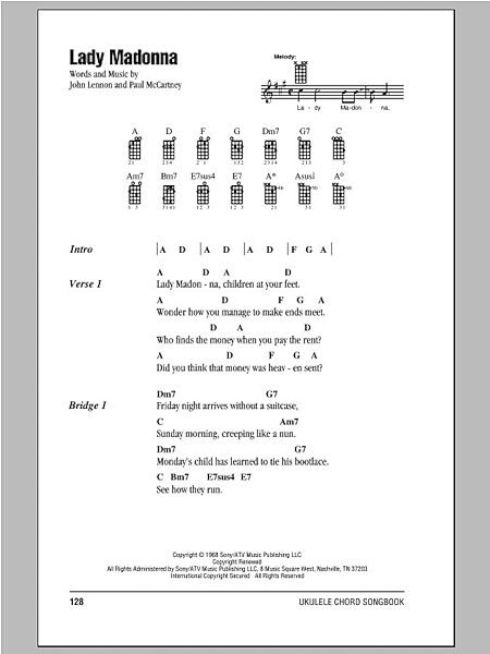 open zoom image for Lady Madonna - Ukulele Chords/Lyrics, New, Main