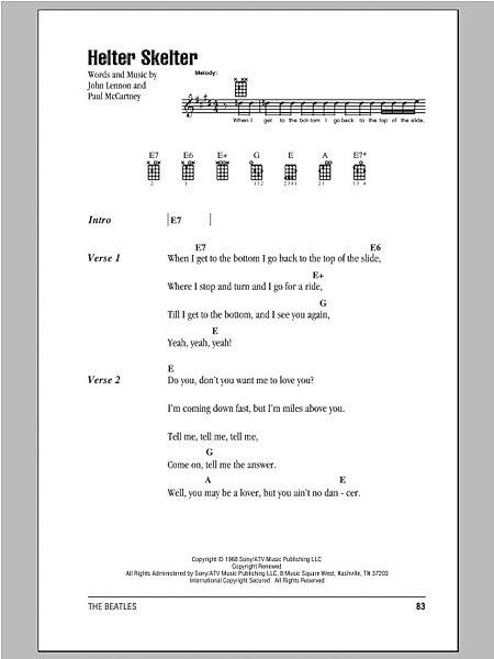open zoom image for Helter Skelter - Ukulele Chords/Lyrics, New, Main