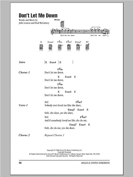 open zoom image for Don't Let Me Down - Ukulele Chords/Lyrics, New, Main
