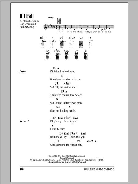 open zoom image for If I Fell - Ukulele Chords/Lyrics, New, Main