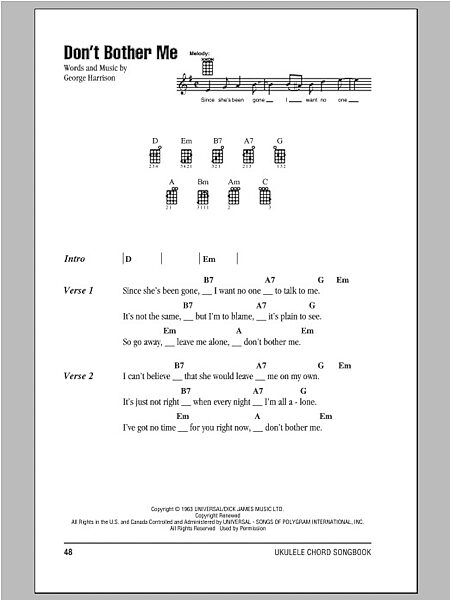 open zoom image for Don't Bother Me - Ukulele Chords/Lyrics, New, Main