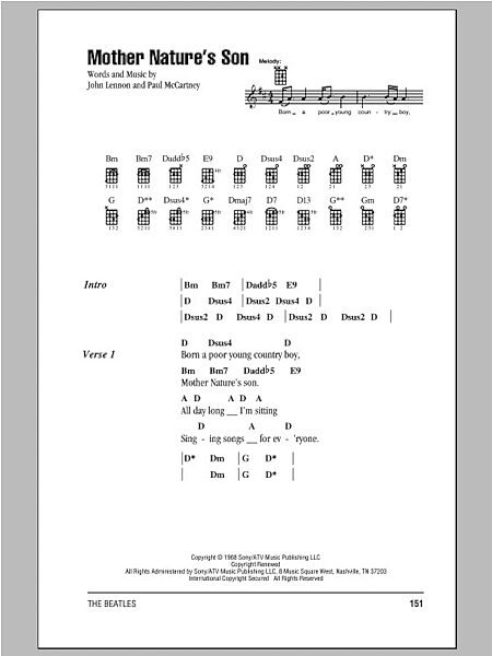 open zoom image for Mother Nature's Son - Ukulele Chords/Lyrics, New, Main