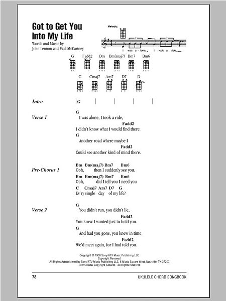 open zoom image for Got To Get You Into My Life - Ukulele Chords/Lyrics, New, Main