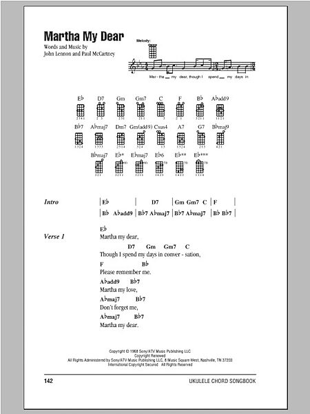open zoom image for Martha My Dear - Ukulele Chords/Lyrics, New, Main