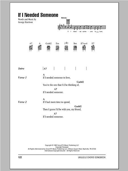 open zoom image for If I Needed Someone - Ukulele Chords/Lyrics, New, Main