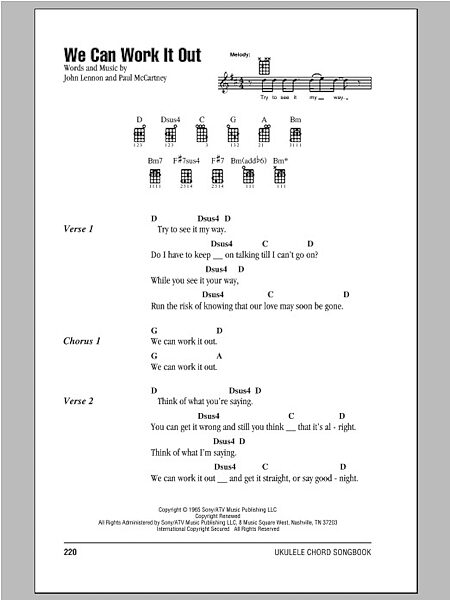 open zoom image for We Can Work It Out - Ukulele Chords/Lyrics, New, Main