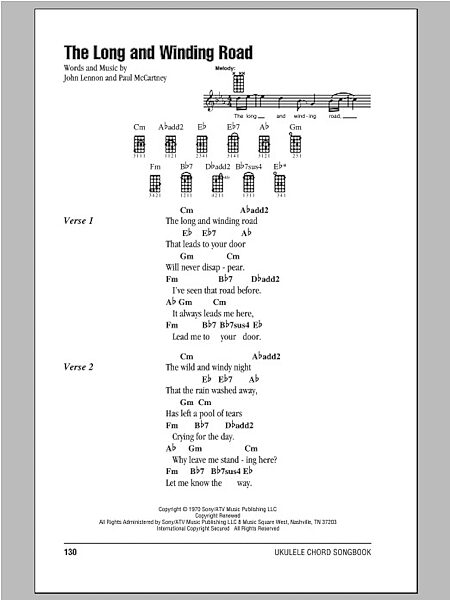 open zoom image for The Long And Winding Road - Ukulele Chords/Lyrics, New, Main