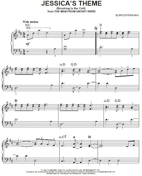 open zoom image for Jessica's Theme (Breaking In The Colt) - Easy Piano, New, Main