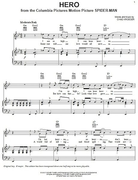 open zoom image for Hero - Piano/Vocal/Guitar, New, Main