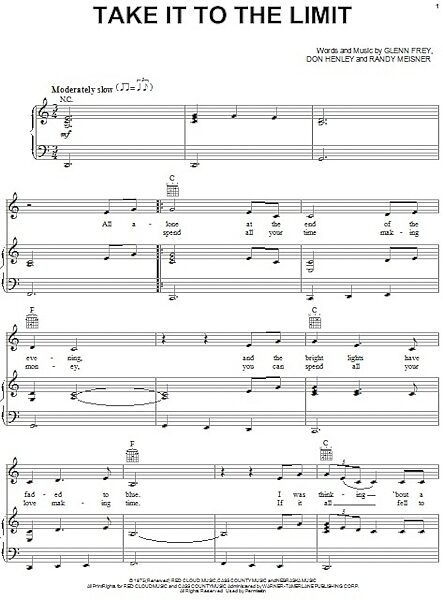 open zoom image for Take It To The Limit - Piano/Vocal/Guitar, New, Main