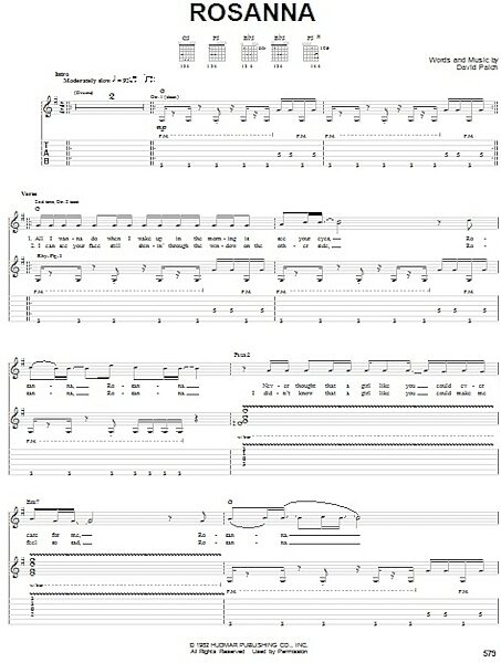 open zoom image for Rosanna - Guitar TAB, New, Main