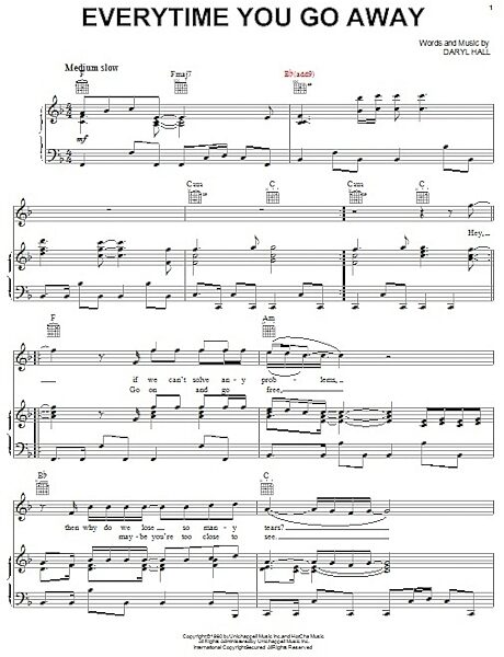 open zoom image for Everytime You Go Away - Piano/Vocal/Guitar, New, Main