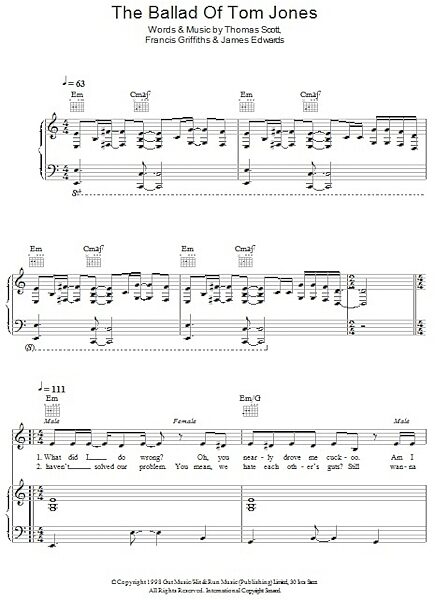 open zoom image for The Ballad Of Tom Jones - Piano/Vocal/Guitar, New, Main