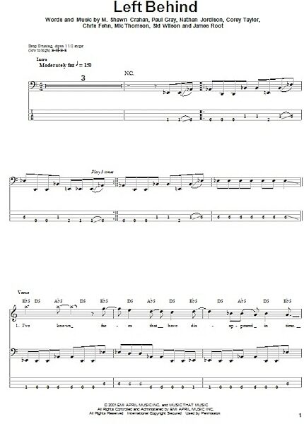 open zoom image for Left Behind - Bass Tab, New, Main
