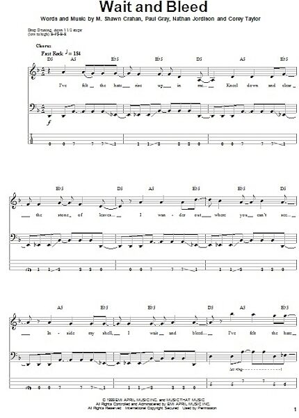 open zoom image for Wait And Bleed - Bass Tab, New, Main