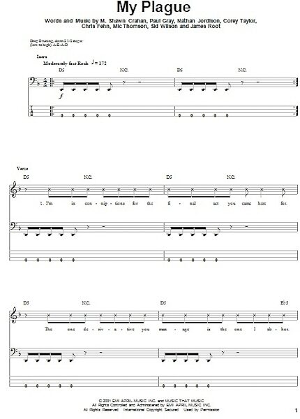 open zoom image for My Plague - Bass Tab, New, Main