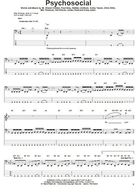 open zoom image for Psychosocial - Bass Tab, New, Main