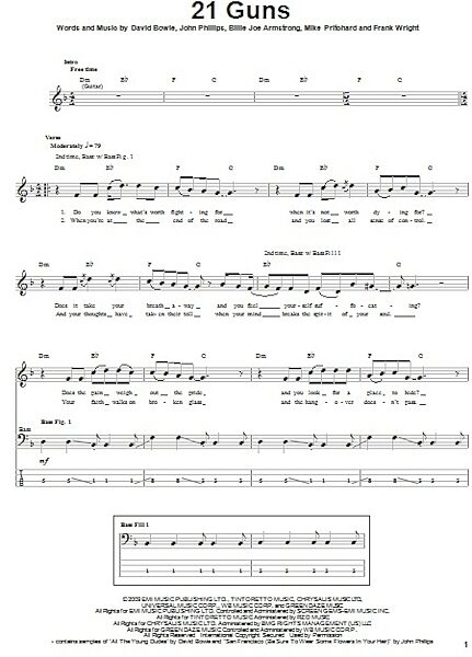 open zoom image for 21 Guns - Bass Tab, New, Main