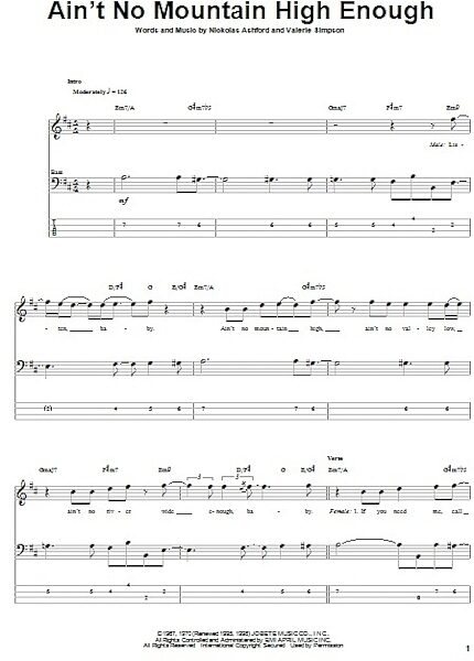open zoom image for Ain't No Mountain High Enough - Bass Tab, New, Main