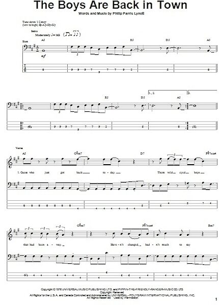 open zoom image for The Boys Are Back In Town - Bass Tab, New, Main