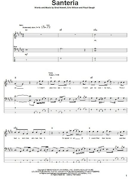 open zoom image for Santeria - Bass Tab, New, Main