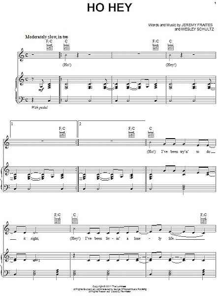 open zoom image for Ho Hey - Piano/Vocal/Guitar, New, Main