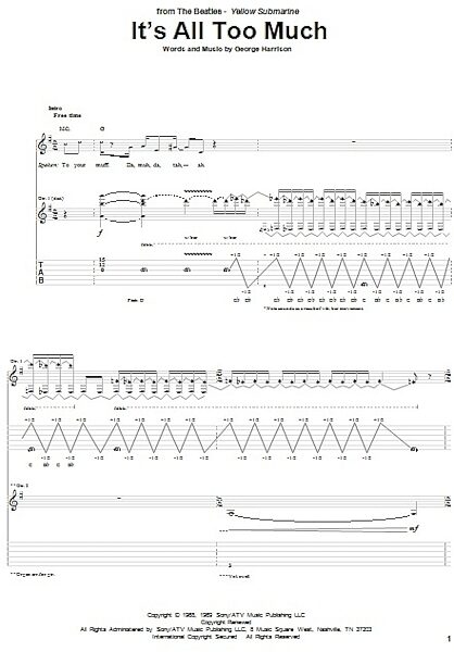 open zoom image for It's All Too Much - Guitar TAB, New, Main