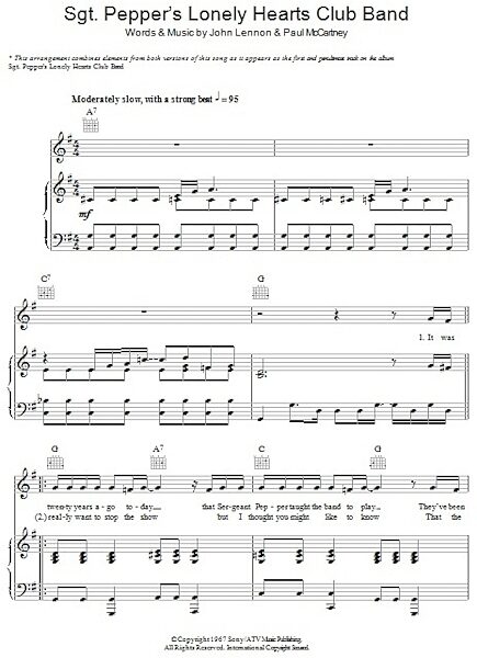 open zoom image for Sgt. Pepper's Lonely Hearts Club Band - Piano/Vocal/Guitar, New, Main