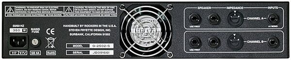 open zoom image for Fryette G-2502-S Two/Fifty/Two Stereo Power Amplifier (2x50 Watts), New, Action Position Back