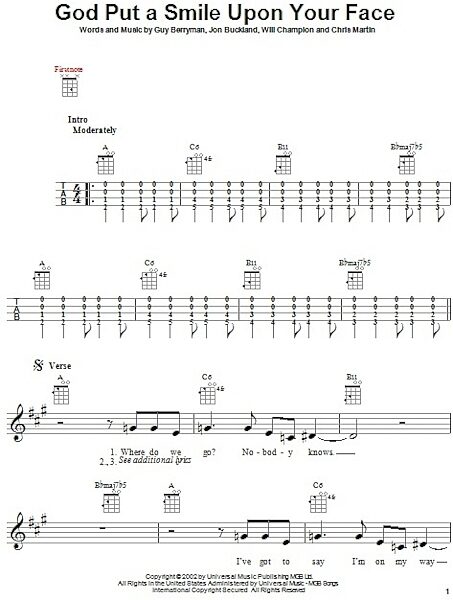open zoom image for God Put A Smile Upon Your Face - Ukulele, New, Main