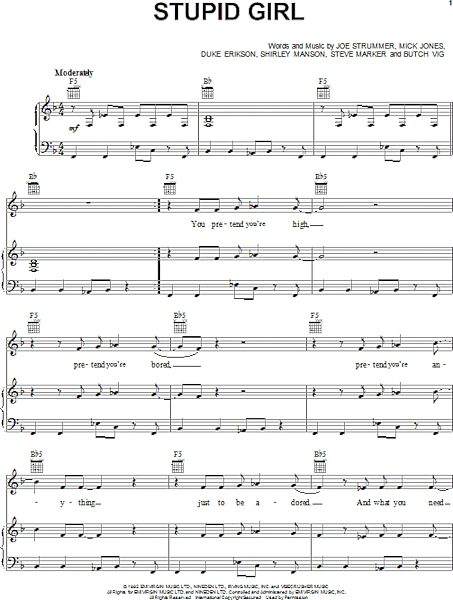 open zoom image for Stupid Girl - Piano/Vocal/Guitar, New, Main