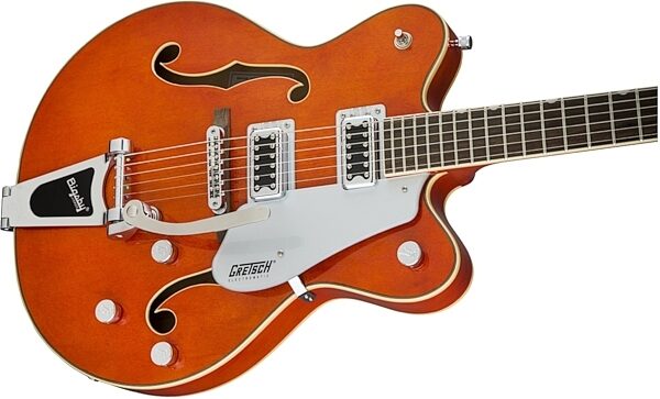 open zoom image for Gretsch G5422T Electromatic Hollow Double Cutaway Electric Guitar with Bigsby, Orange Closeup