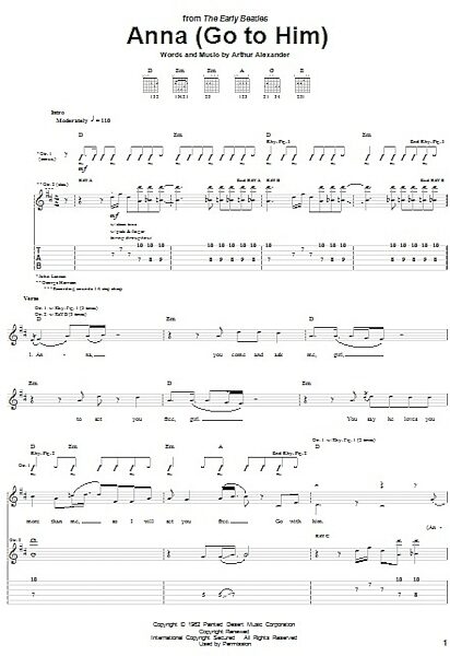 open zoom image for Anna (Go To Him) - Guitar TAB, New, Main