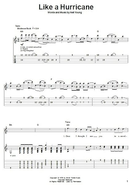 open zoom image for Like A Hurricane - Guitar Tab Play-Along, New, Main