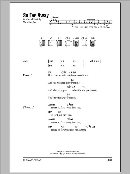 open zoom image for So Far Away - Guitar Chords/Lyrics, New, Main