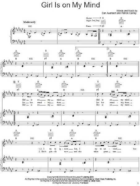 open zoom image for Girl Is On My Mind - Piano/Vocal/Guitar, New, Main