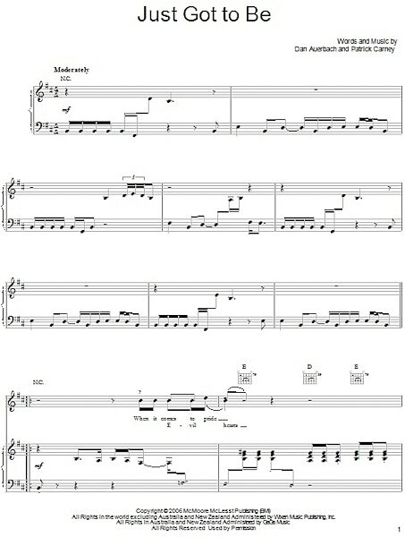 open zoom image for Just Got To Be - Piano/Vocal/Guitar, New, Main