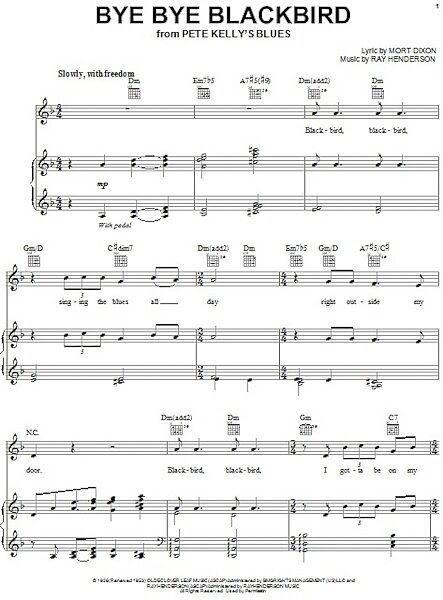 open zoom image for Bye Bye Blackbird - Piano/Vocal/Guitar, New, Main