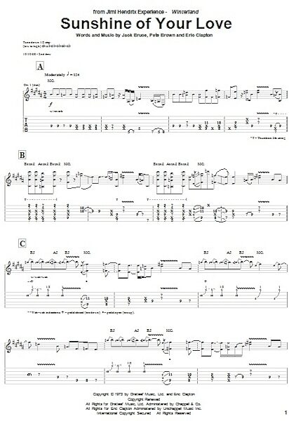 open zoom image for Sunshine Of Your Love - Guitar TAB, New, Main