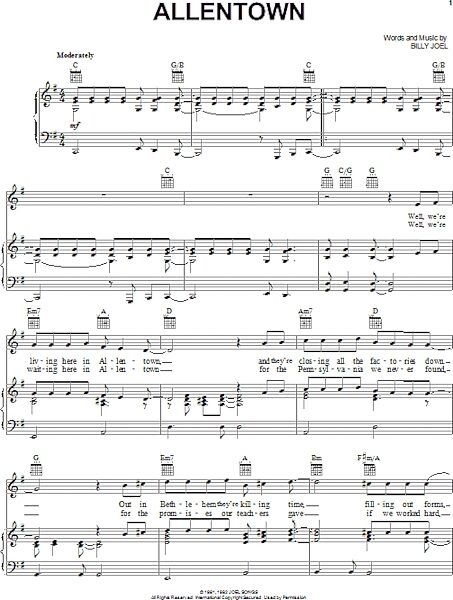 open zoom image for Allentown - Piano/Vocal/Guitar, New, Main