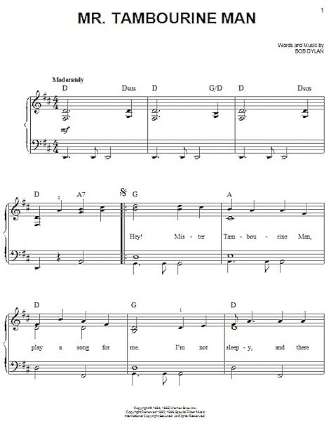 open zoom image for Mr. Tambourine Man - Easy Piano, New, Main